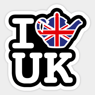 I love UK Union Jack Flag United Kingdom British teapot Sticker